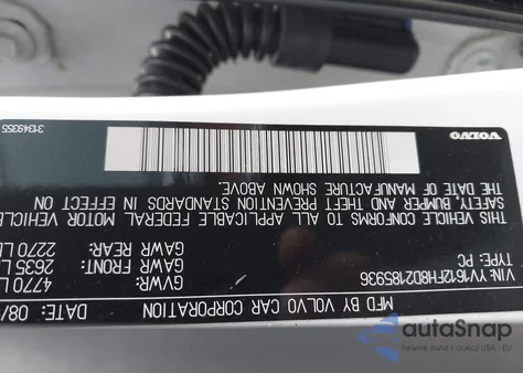 2013 Volvo S60 T5/T5 Platinum/T5 Premier/T5 Premier Plus z USA, uszkodzony, nr VIN YV1612FH8D2185936
